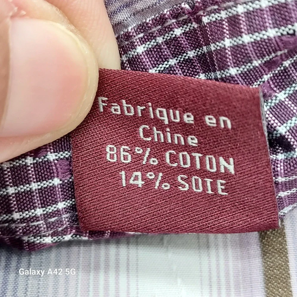 Tommy Bahama‎ XL Cotton Silk Striped Button Down Shirt - Purple Brown - Picture 5 of 9